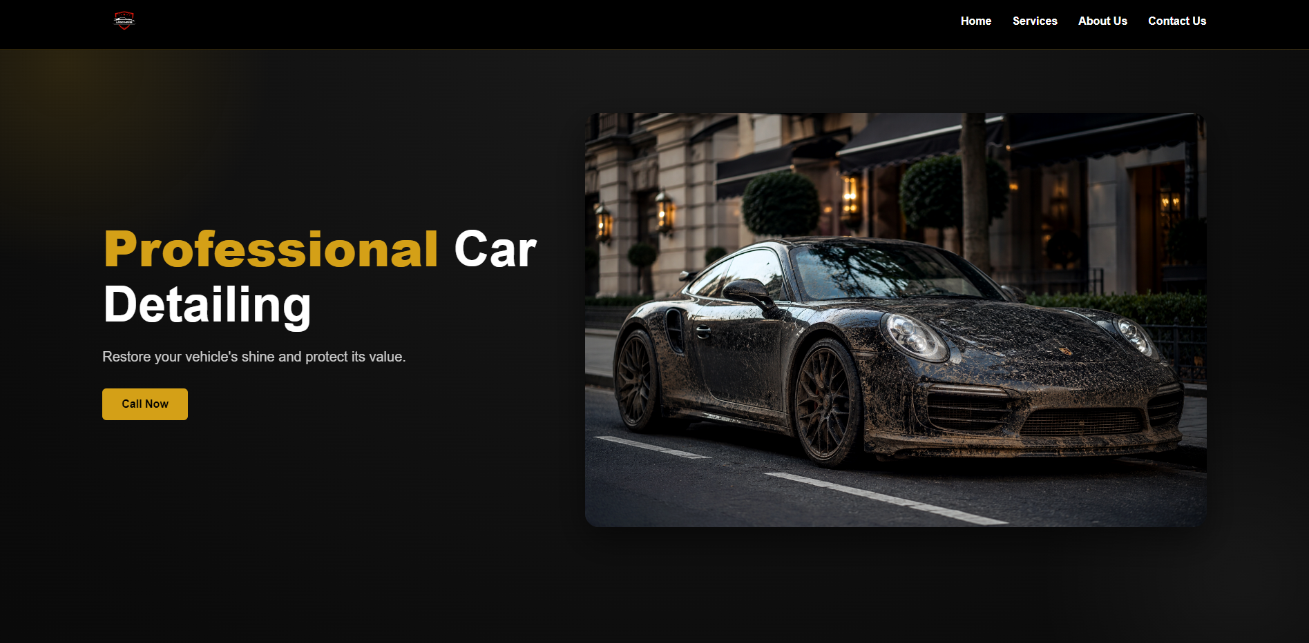 Car detailing website homepage