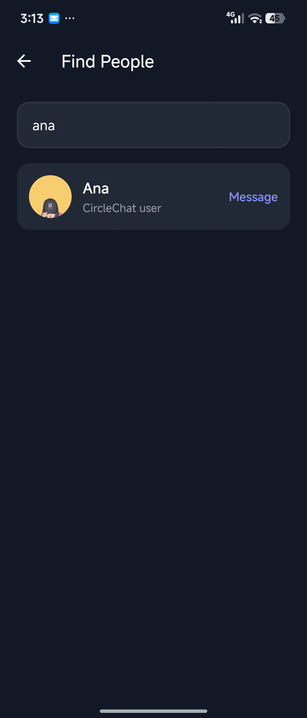 CircleChat media message screen